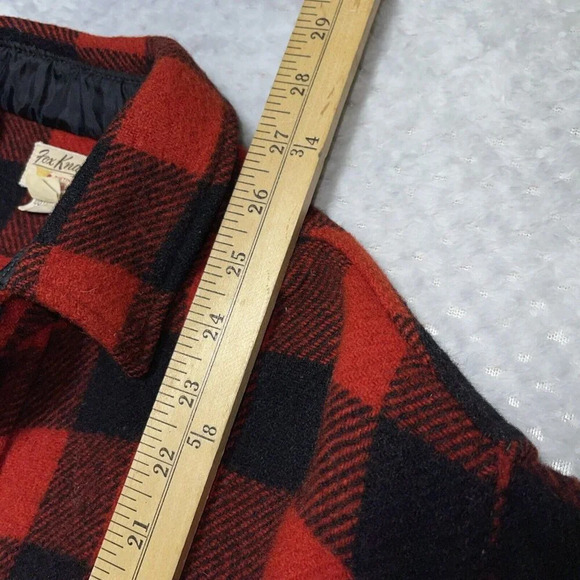Fox Knapp Wool Plaid Button Front Shirt Jacket Shacket Men's L 16 Vtg Red Black - Picture 6 of 12